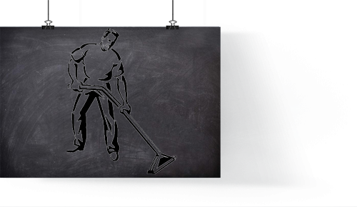 cleaning man on blackboard